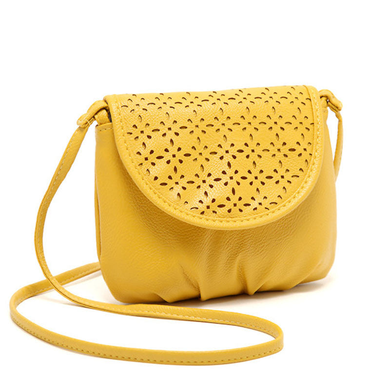 Yellow Leather Satchel Shoulder Bag